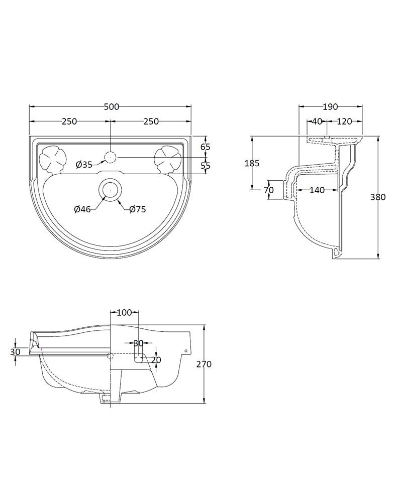 Washbasin Porchester - 50 cm porcelain image
