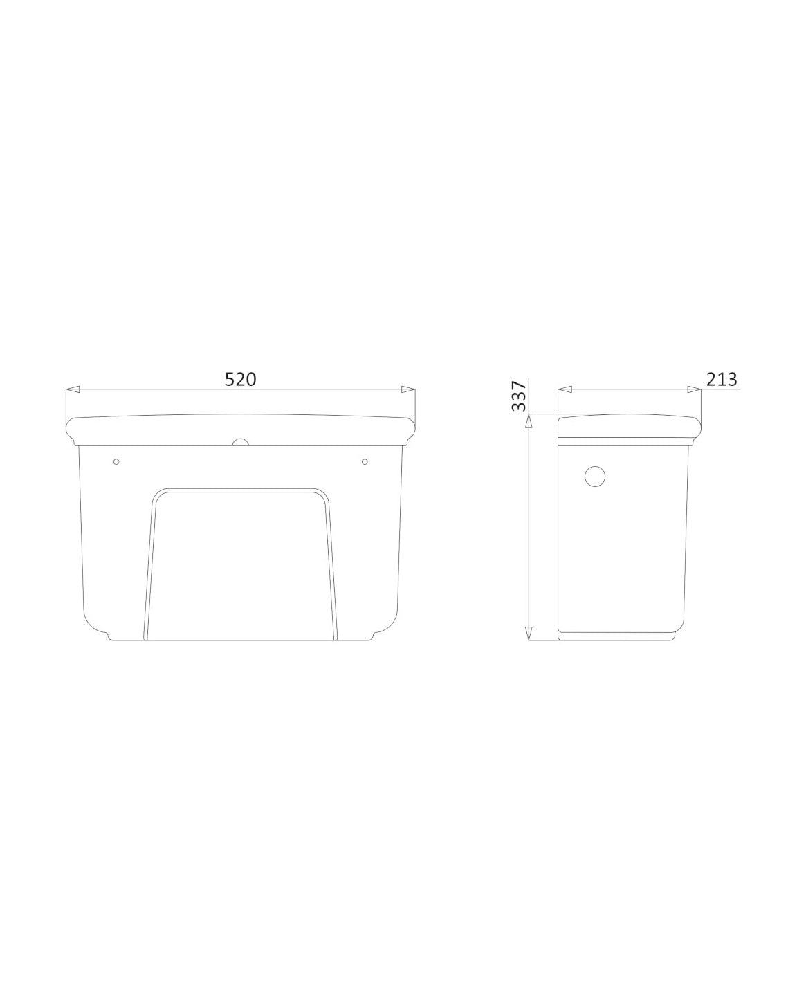 WC - Ett høytspylende toalett, veggsisterne og sete image