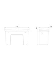 WC - Ett høytspylende toalett, veggsisterne og sete thumbnail image