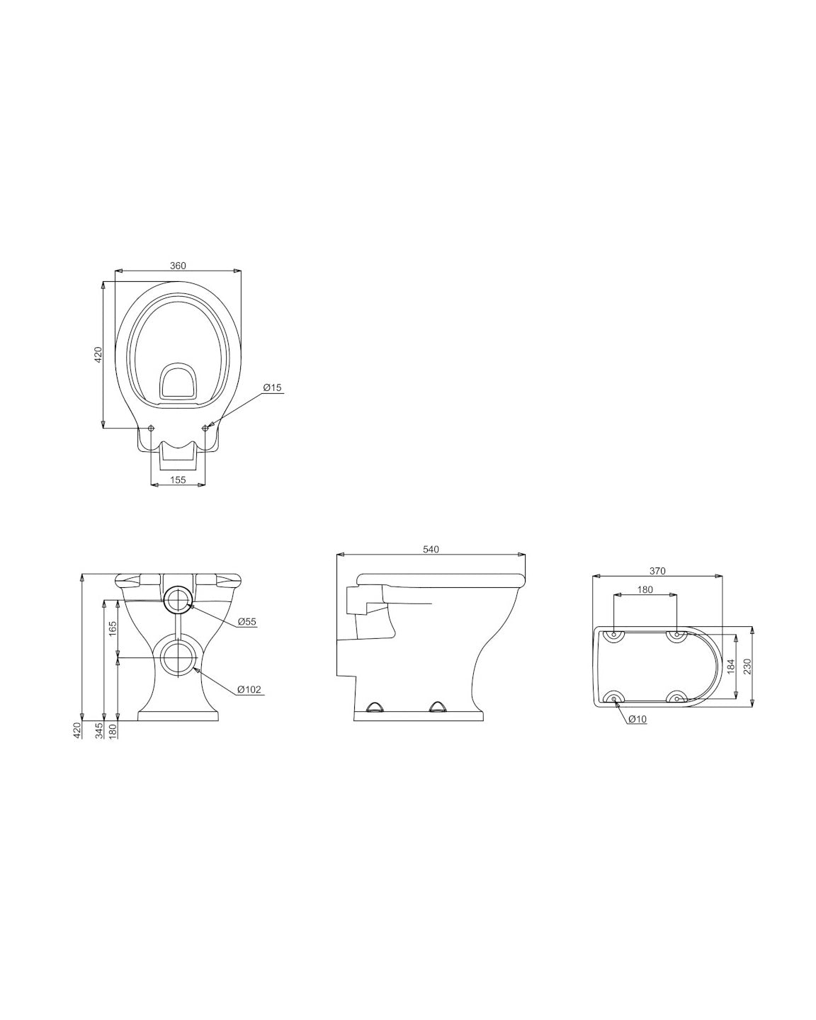 WC - Guild high-flush toilet, wall-mounted cistern & seat image