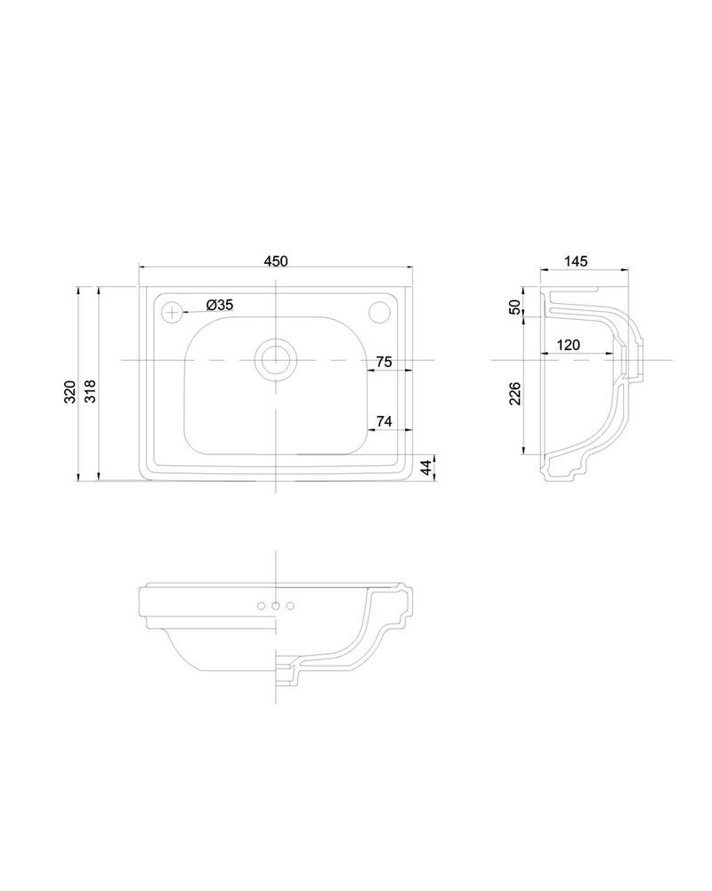 Håndvask - Riviera mini 45 cm, to blanderhuller image