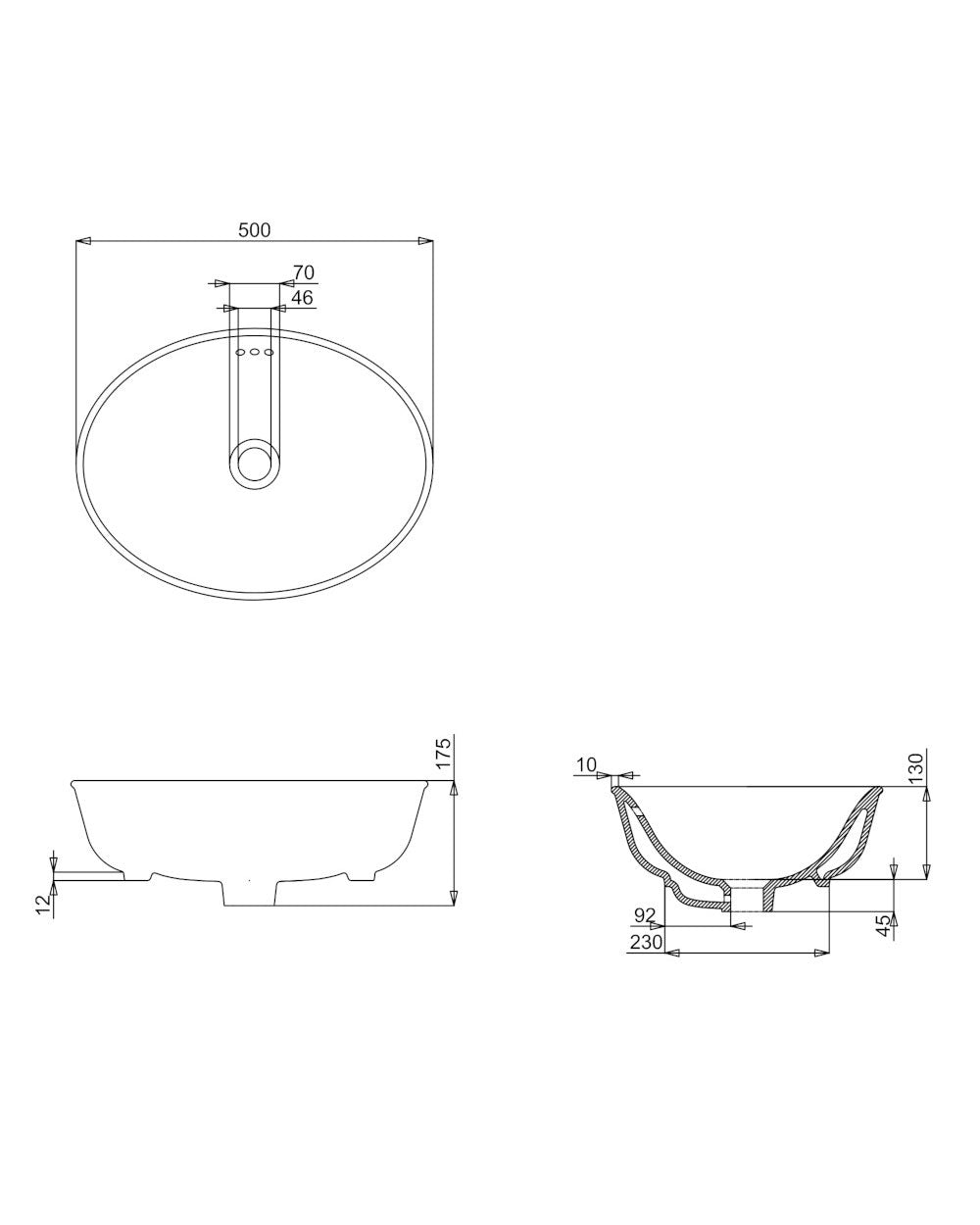 Håndvask – Guild 50 cm, fritstående med overløb image