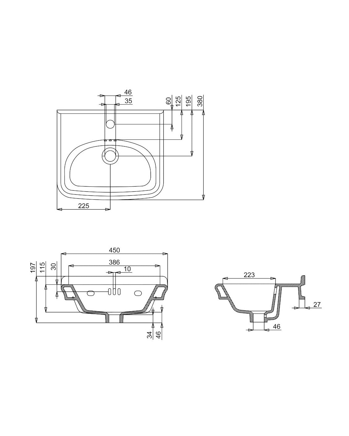 Washbasin - Guild 45 cm (17.7 in.), Lacquered brass stand image
