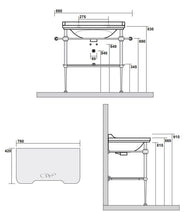 Håndvask på bronzestativ med glashylde - Art Deco 88 cm thumbnail image