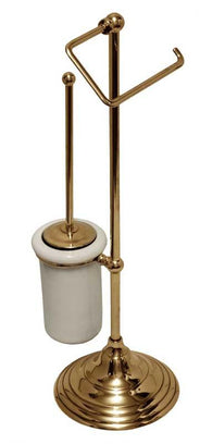 Floor-standing toilet brush & paper holder Sekelskifte - Brass thumbnail image