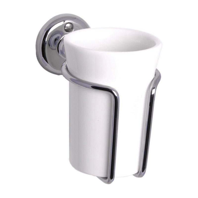 Toothbrush holder - Haga white porcelain/chrome image