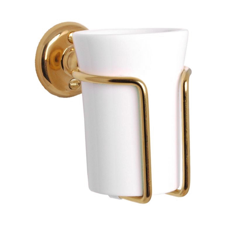 Toothbrush holder - Haga white porcelain/brass image