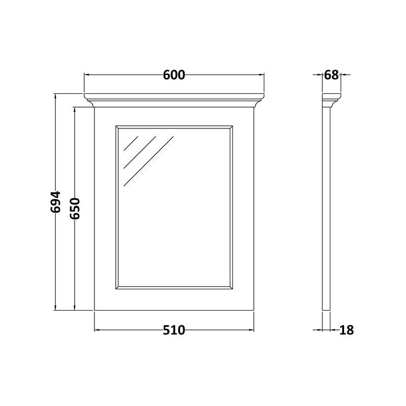 Mirror with Crown Molding - Bayswater 60 cm white image