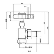 Angled valves - For towel warmers Juliet & Sophia, chrome thumbnail image