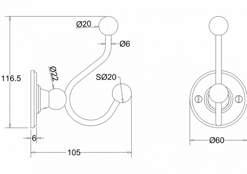 Double Towel Hook - Burlington image