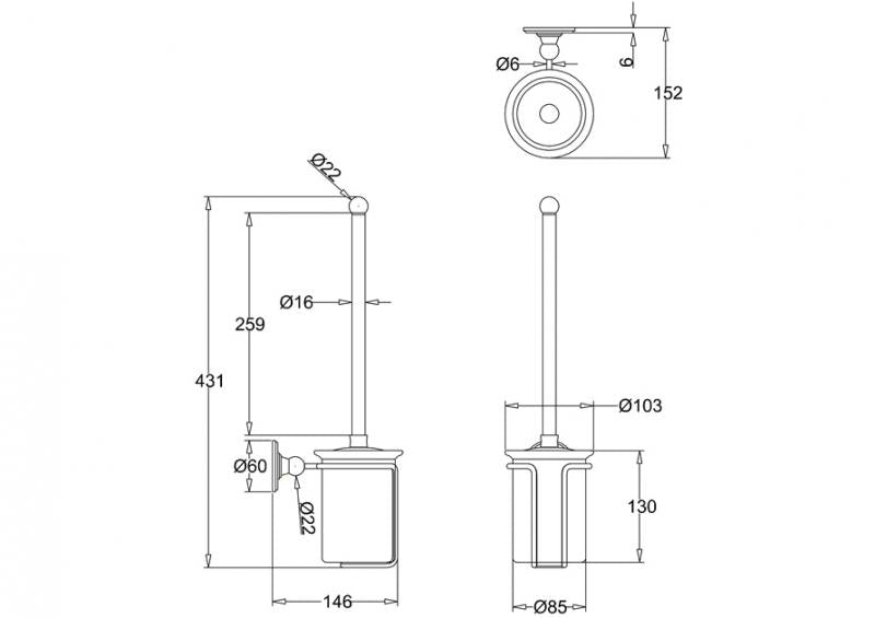 Toilet brush holder - Burlington white porcelain/chrome image
