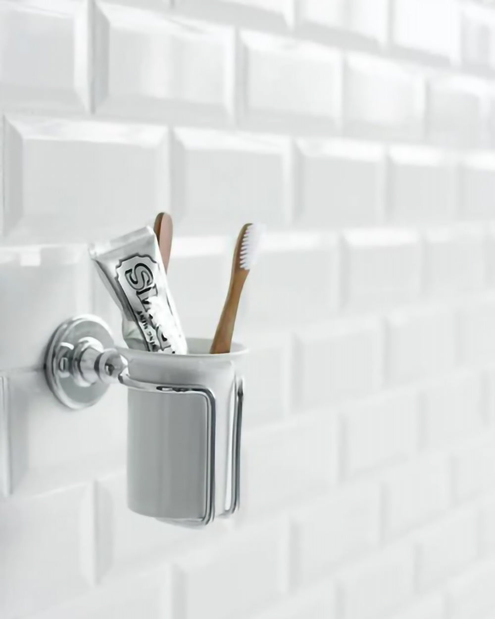 Toothbrush holder - Burlington white porcelain/chrome image