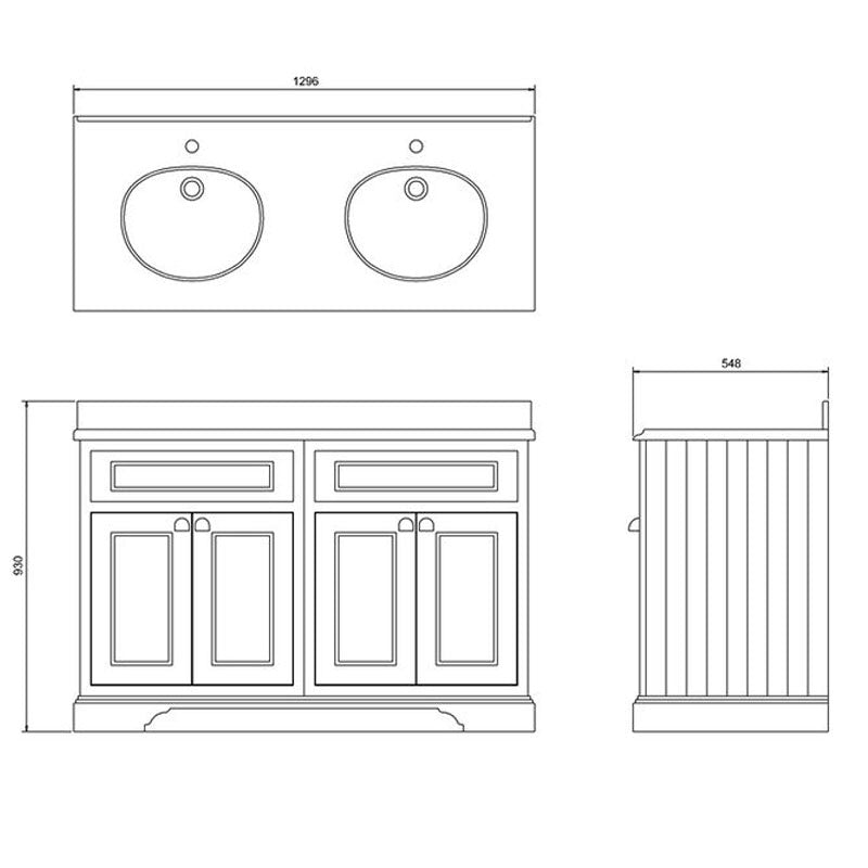 Bathroom Double Vanity - 130 cm (51.18 in.) - Double Doors grey image