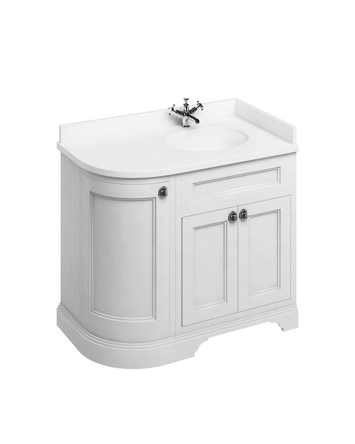 Bathroom Vanity with Rounded Right Corner Burlington - 100 cm White image