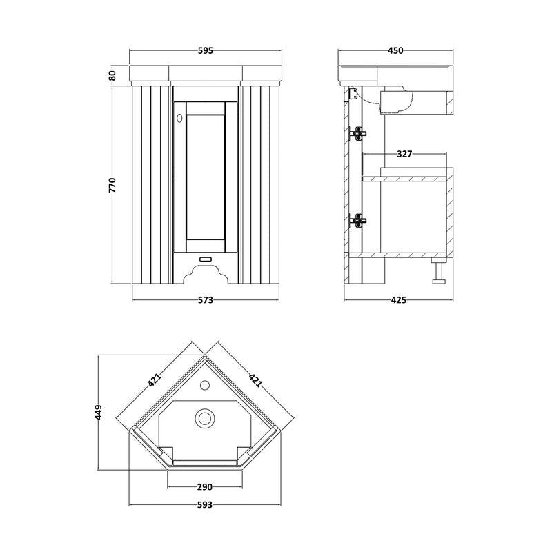 Eck-Waschtischschrank - Bayswater Fitzroy, Weiß image