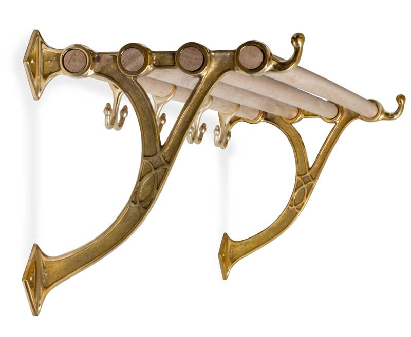 Hatthylla - Sekelskifte mässing & ek, 115 cm image