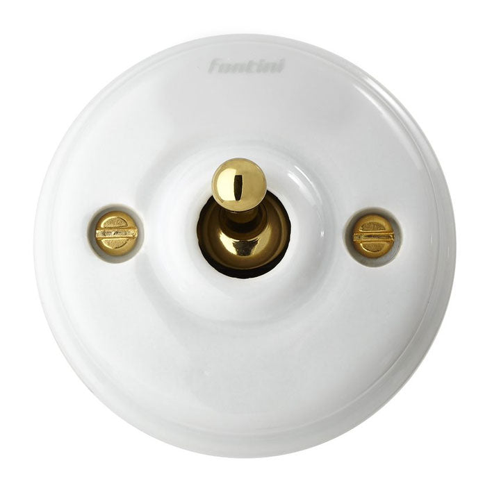 Dimmer - White Porcelain/Brass, Surface-Mounted image