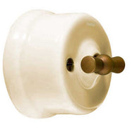Strømbryter - Gulhvit porselen (trapp/ut/vri) vrider i bronse thumbnail image