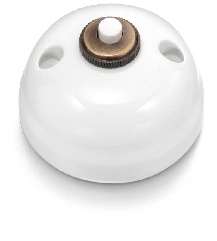 Dimmer - Push-Button, White Porcelain/Bronze, Rounded image