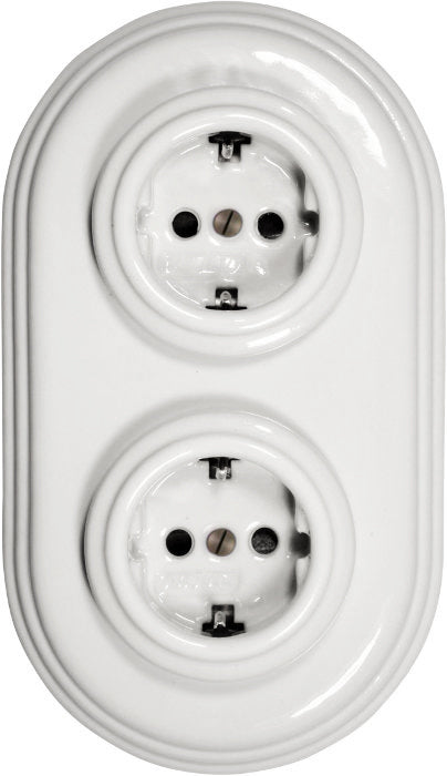 Fontini Outlet - White porcelain, Double-Socket with Cover Frame image