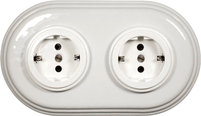 Fontini Outlet - White Porcelain/Plastic, Double-Socket with Cover Frame image