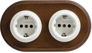 Electrical Outlet - Double - Porcelain with Antique Wood Frame thumbnail image