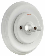 Kontakt - Trappeafbryder (vrider) hvid porcelæn hvid vrider thumbnail image