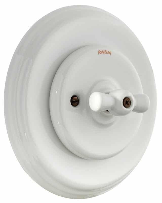 Kontakt - Trappeafbryder (vrider) hvid porcelæn hvid vrider image