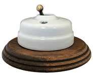 Toggle Light Switch - Porcelain/Bronze with Wood Cover Frame thumbnail image