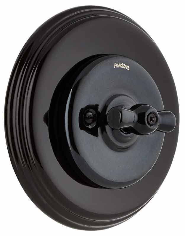 Strömbrytare - Trappströmbrytare svart porslin svart vred image