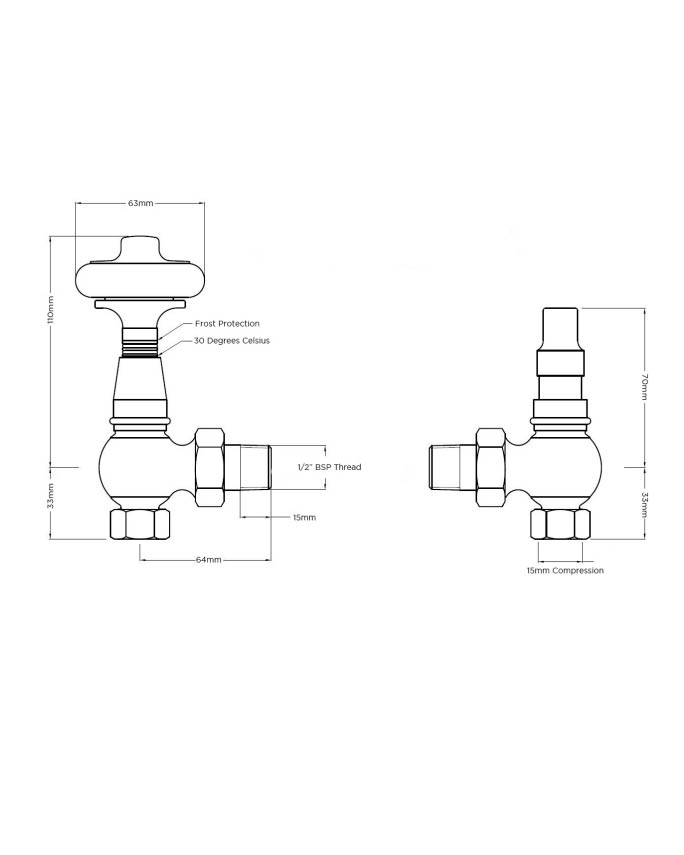 Radiatorventil med termostat - Kensington tin/træ  image
