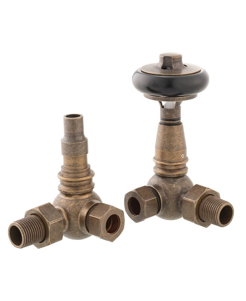 Radiatorventil med termostat - York (vinklet) antikbehandlet/træ  image