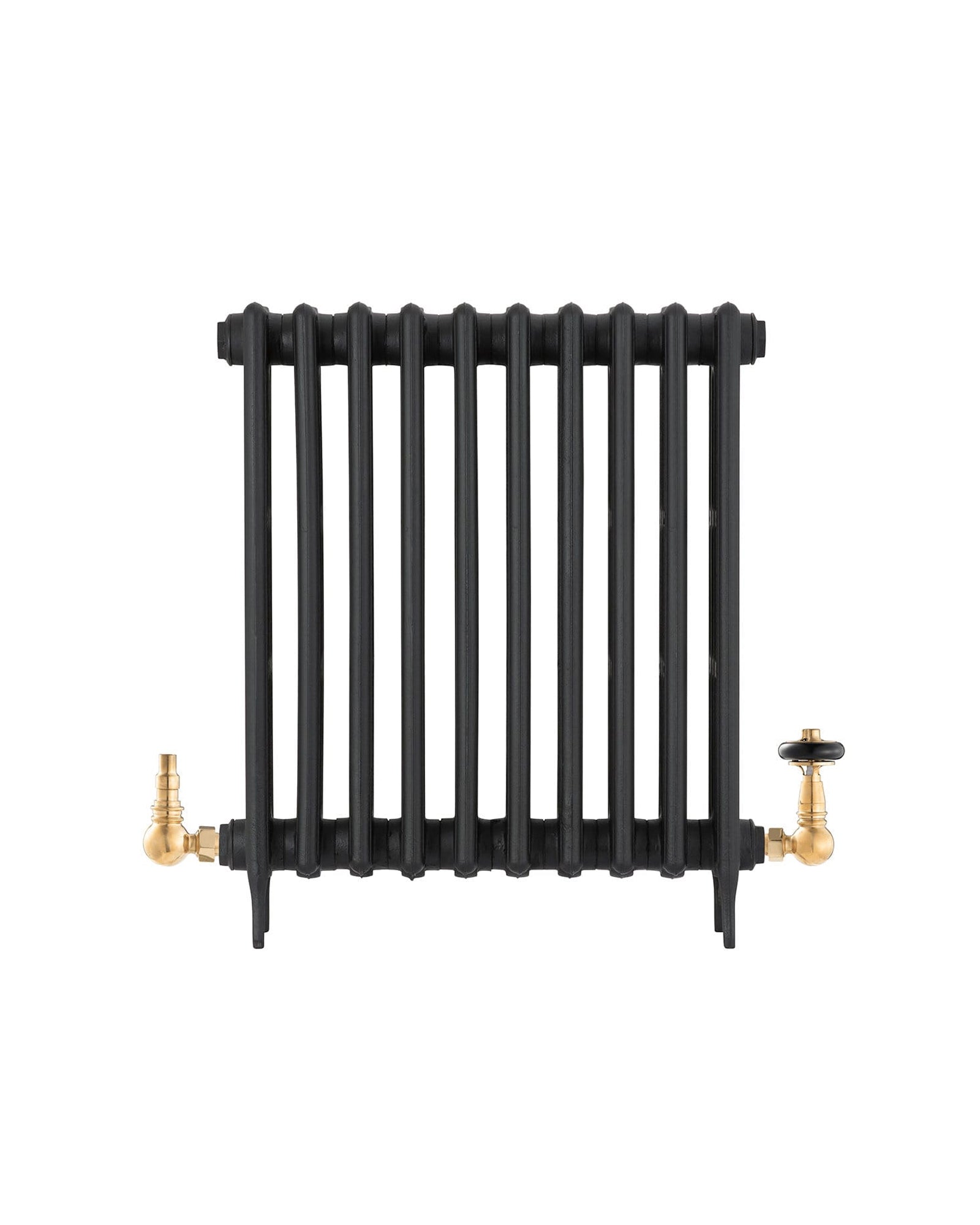 Radiatorventil med termostat - York (vinklet) sort nikkel/træ  image