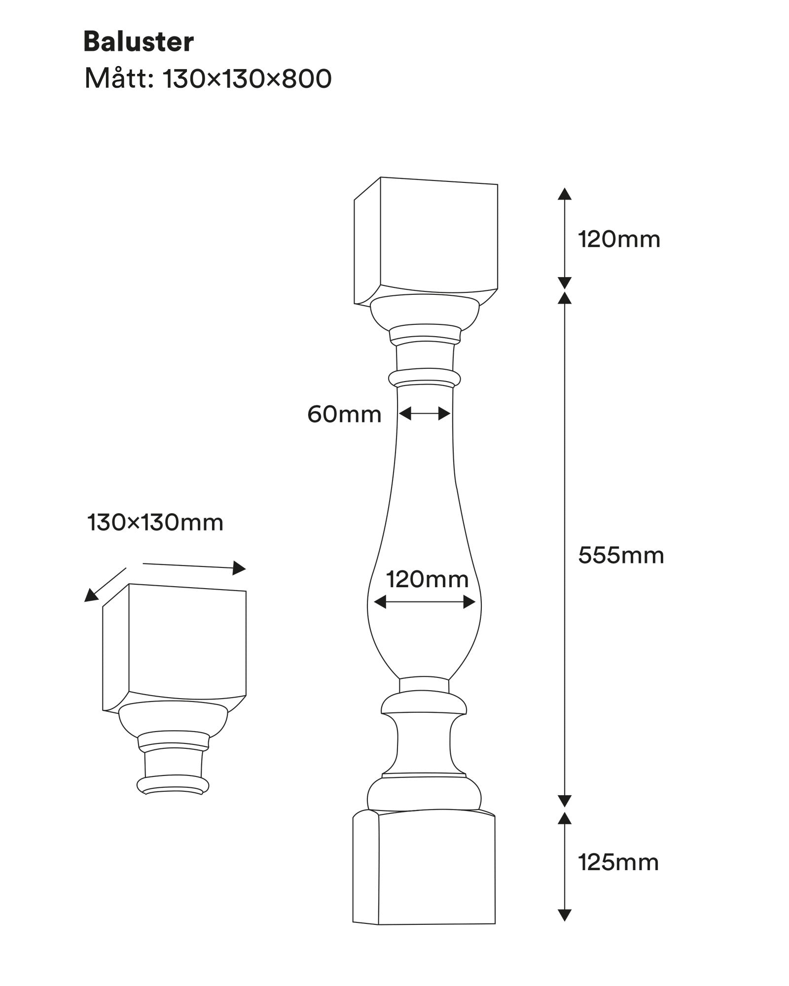 Newel post - 800 x 130 mm (31,5 x 5,1 in.) image