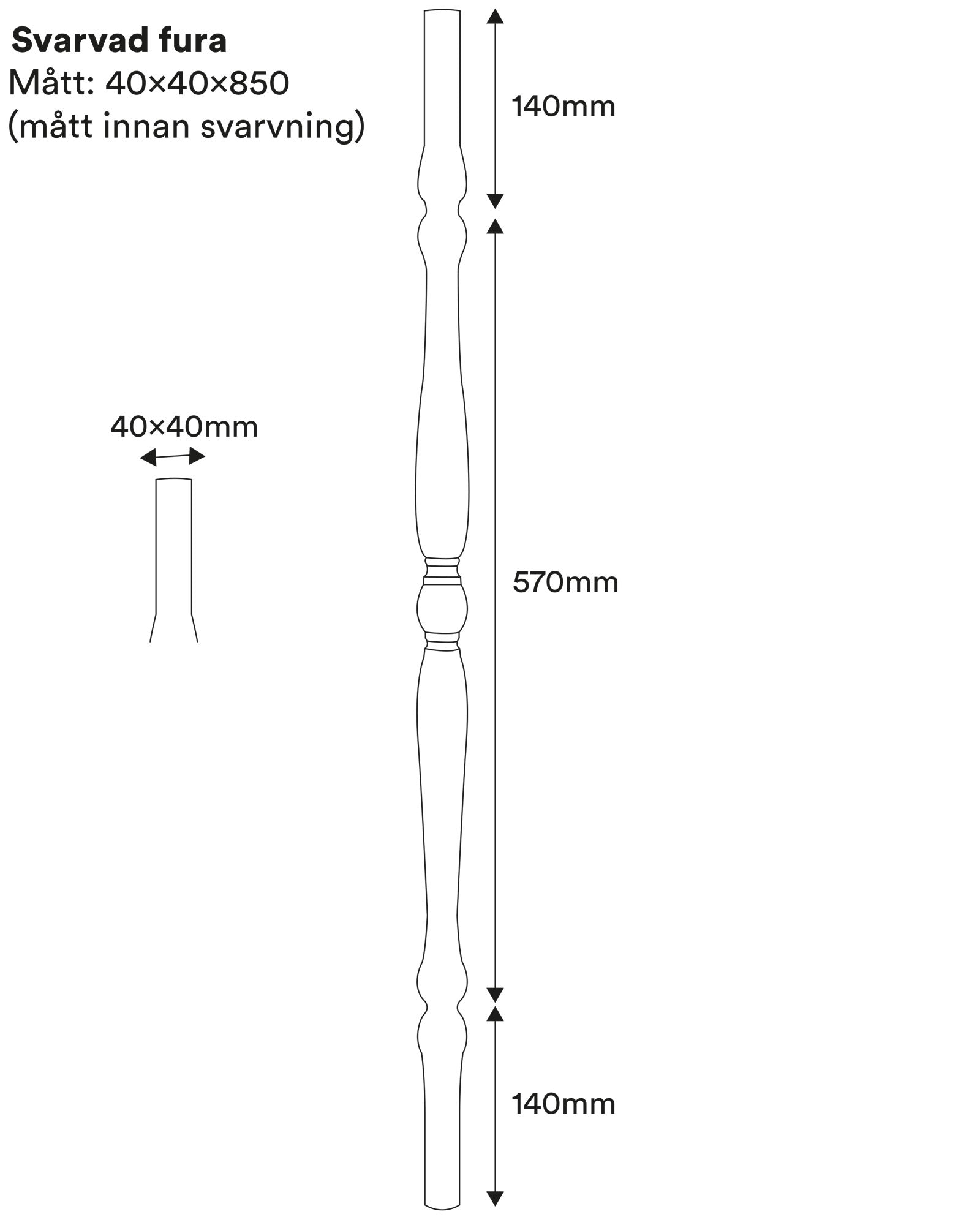 Newel Post - 850 x 40 mm (33,5 x 1,57 in.) image