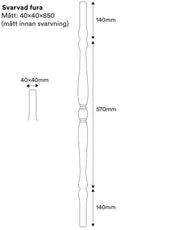 Gedrechselter Pfosten - Rund gedrechselte Kiefer 850 x 40 mm thumbnail image