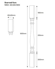 Drejet stolpe - fyrretræ 900 x 65 mm thumbnail image