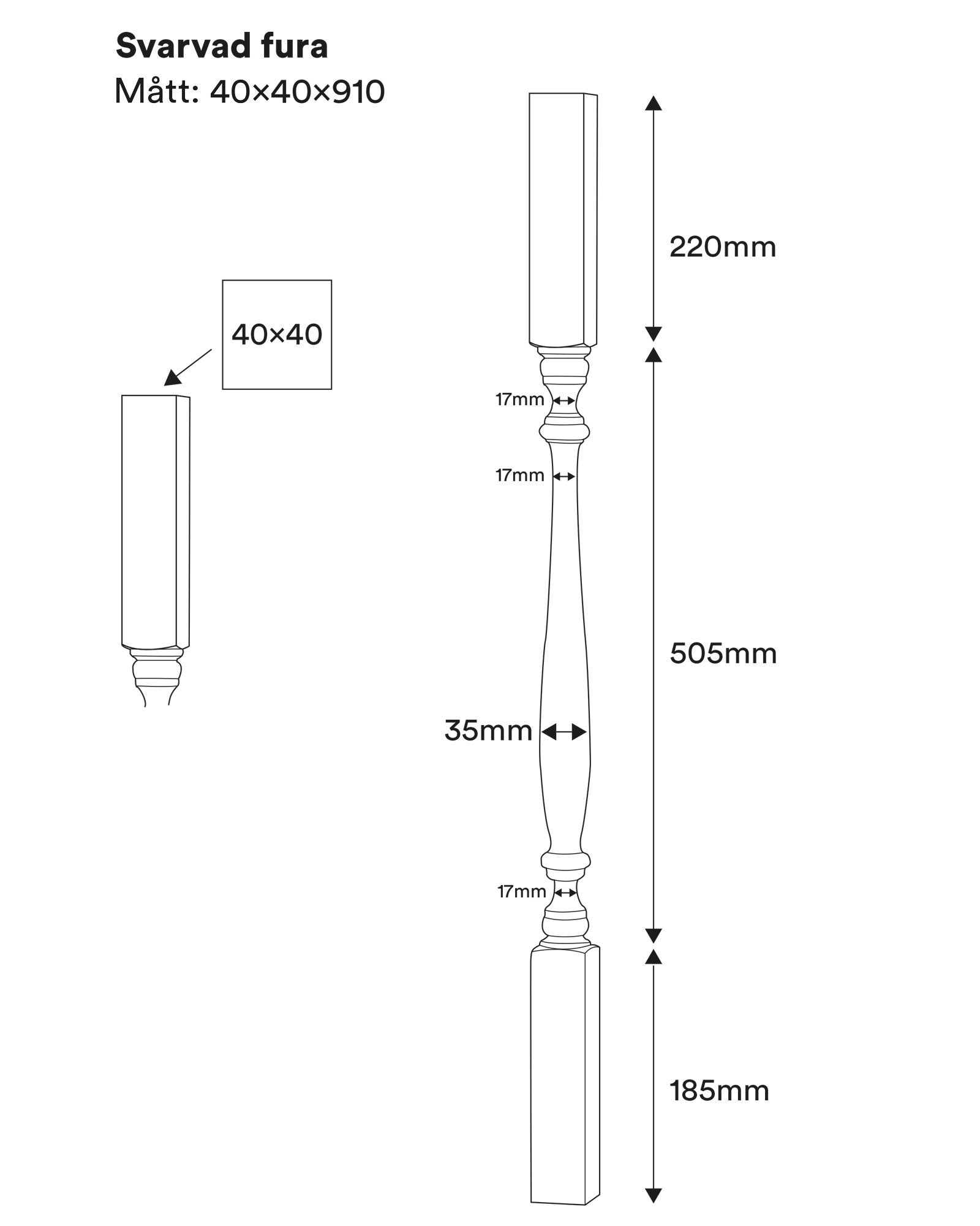 Newel Post - 910 x 40 mm (35,8 x 1,6 in.) image