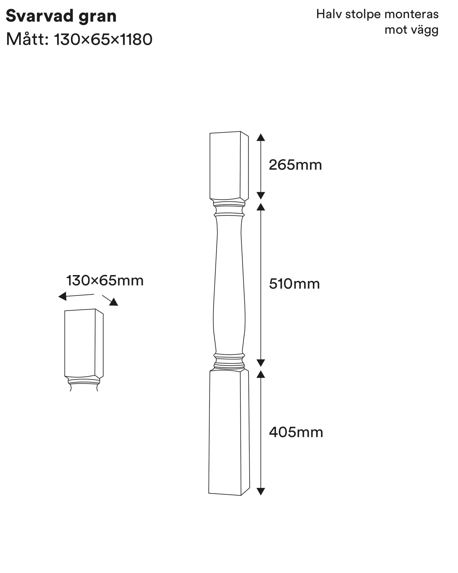 Newel Post half - 1180 x 130 mm (46,6 x 5,5 in.) image
