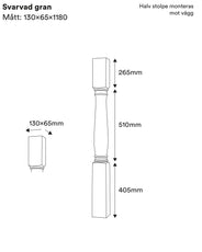 Drejet stolpe - Halvstolpe 1180 x 130 mm thumbnail image