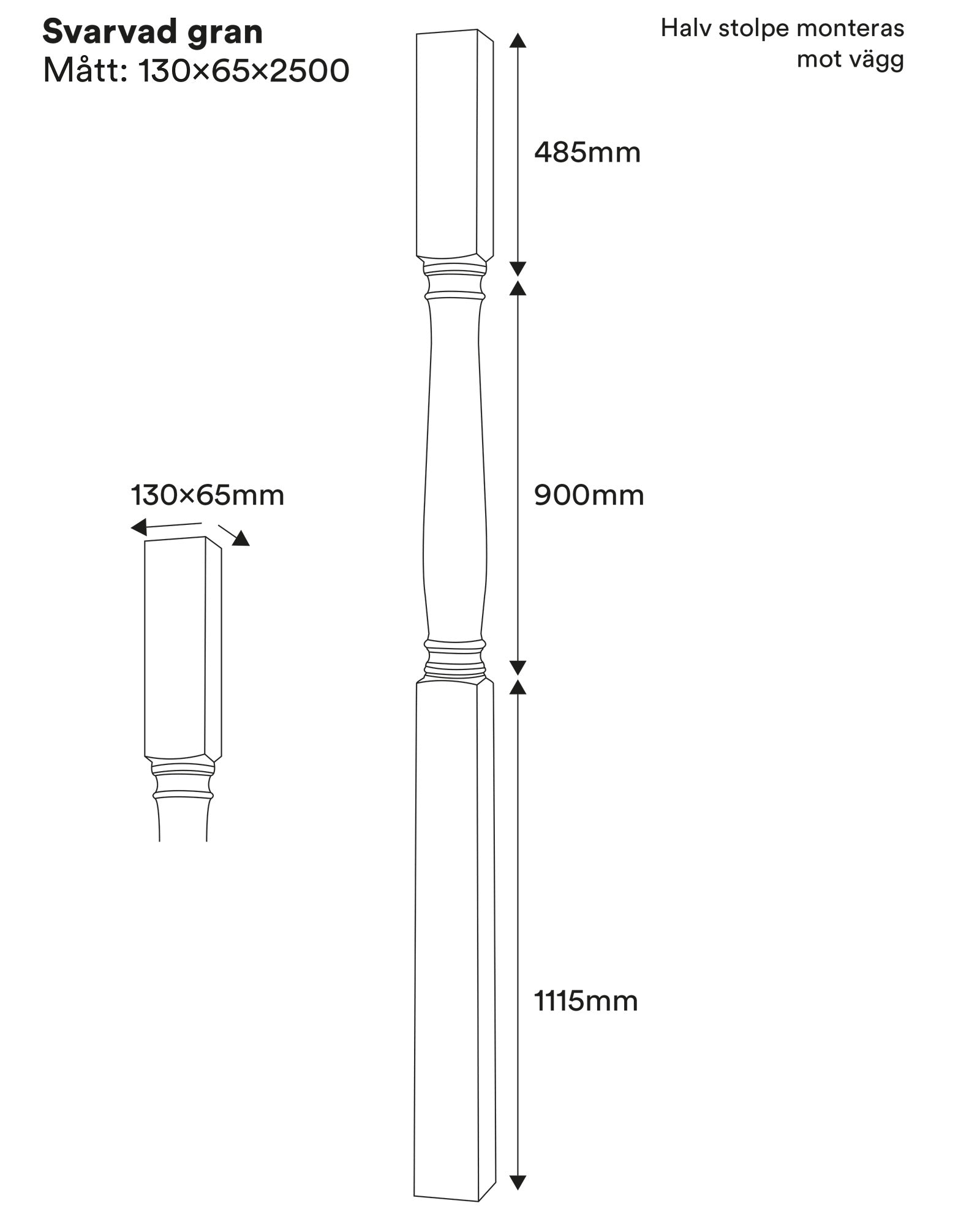 Wood Column half - 130 x 2500 mm (31,5 x 98,4 in.) image