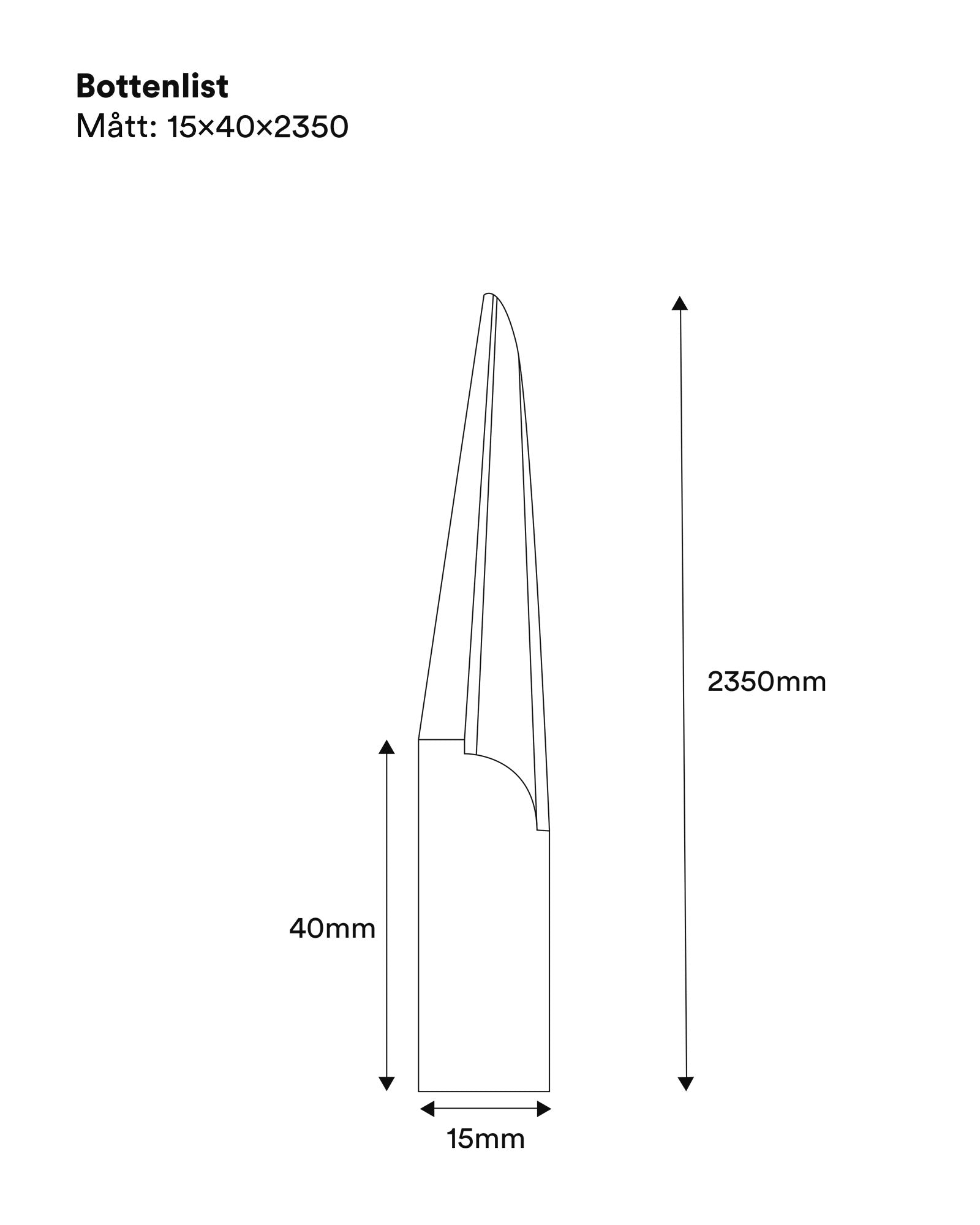Wooden bottom bar for staircase banister - 40 x 15 mm (1,6 x 0,6 in.) image