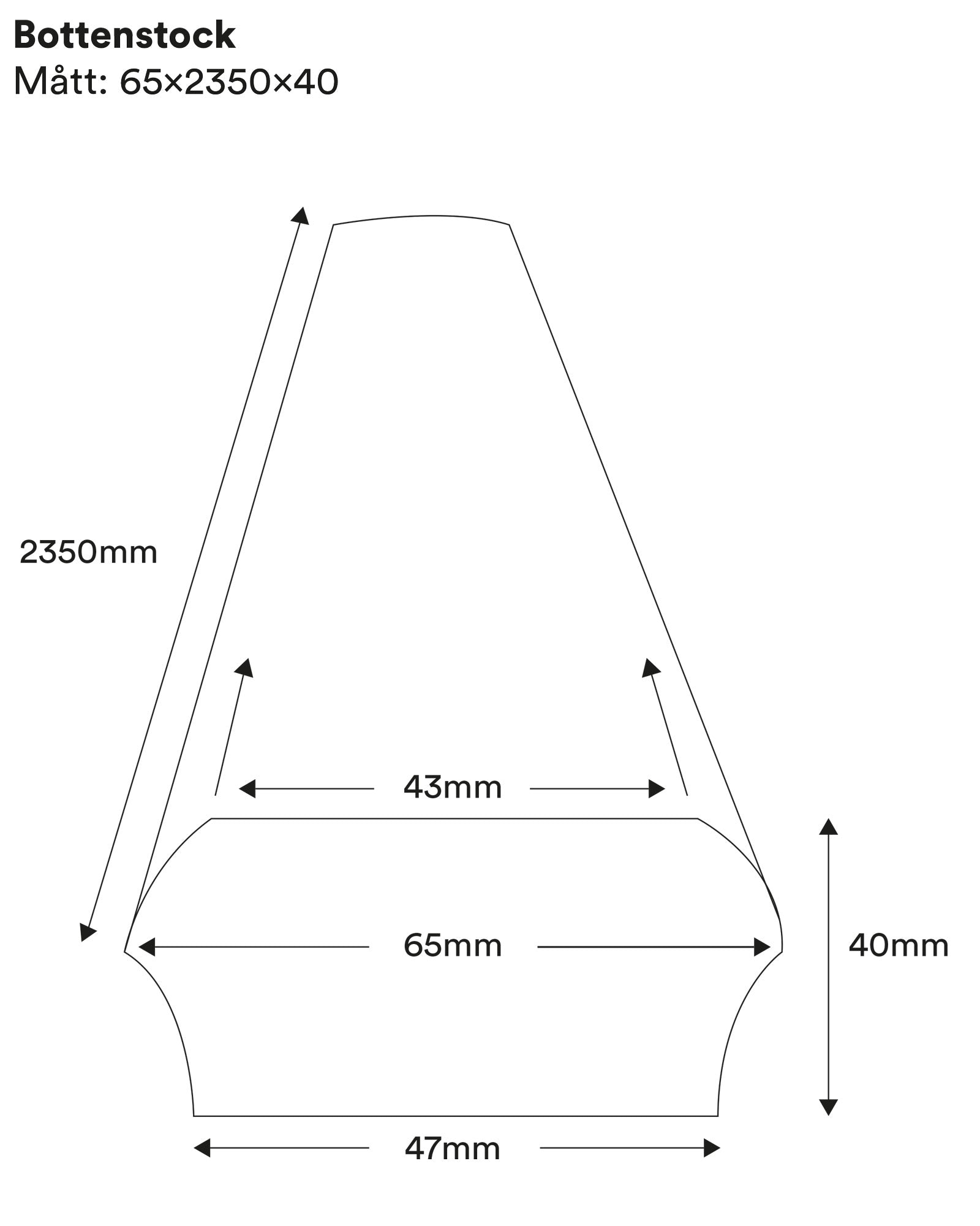 Wooden bottom bar for staircase banister - 40 x 65 mm (1,6 x 2,5 in.) image