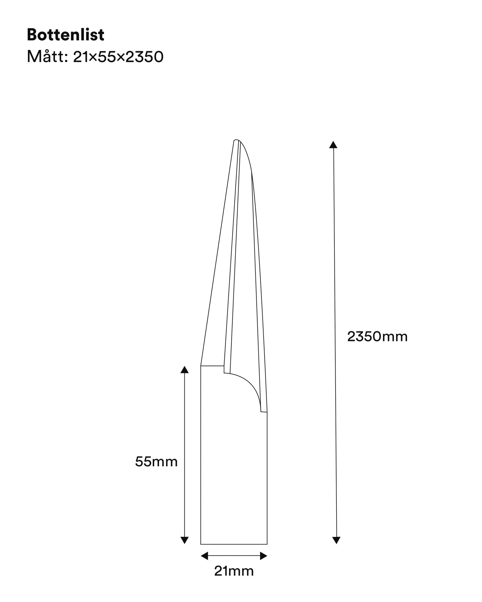 Wooden bottom bar for staircase banister - 21 x 55 x 2350 mm (0,8 x 2,2 x 92,5 in.) image