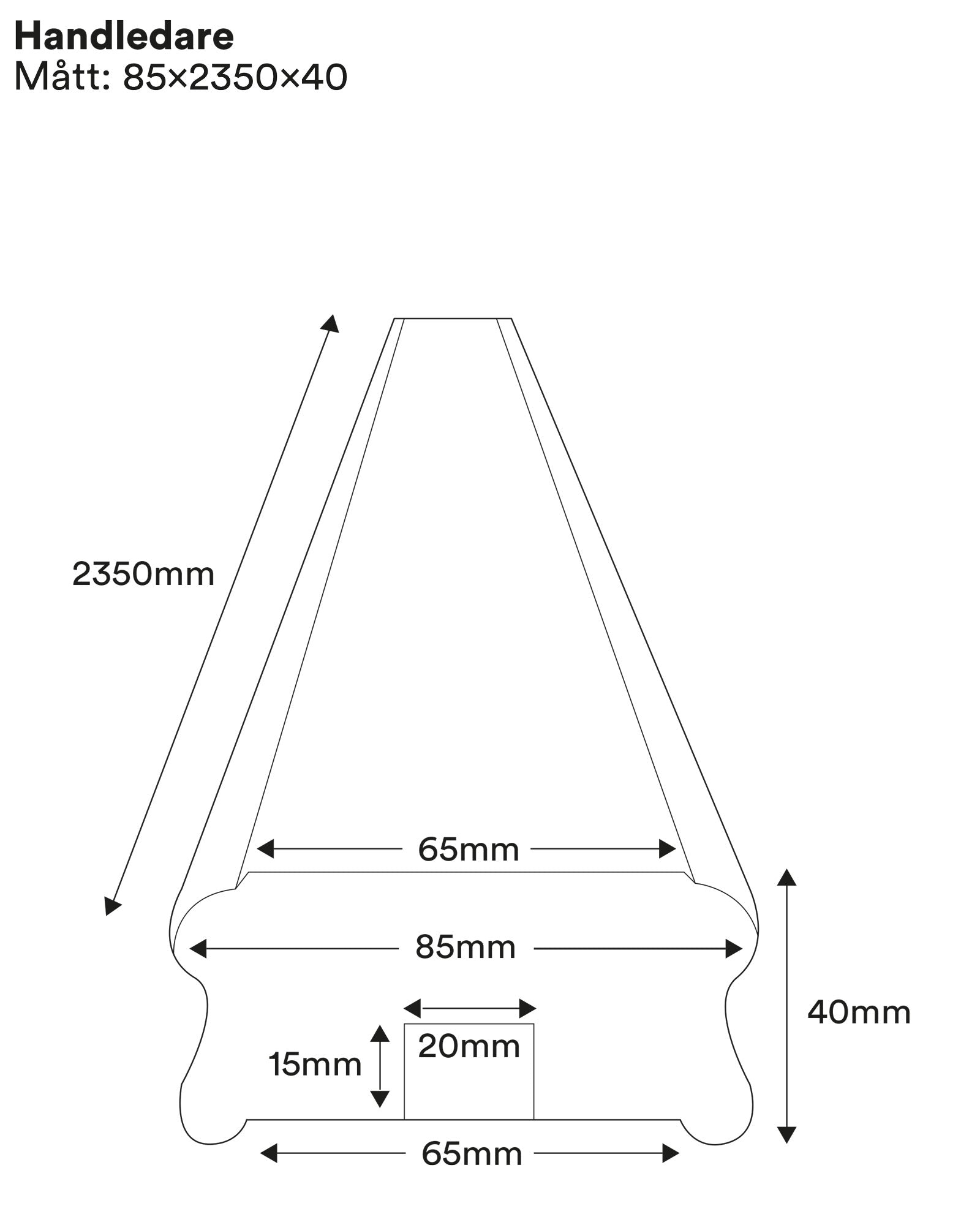 Handrail for staircase - 40 x 85 x 2350 mm (1.6 x 3.3 x 92.5 in.) - Classic style image
