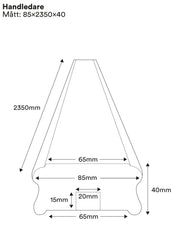 Handrail for staircase - 40 x 85 x 2350 mm (1.6 x 3.3 x 92.5 in.) - Classic style thumbnail image