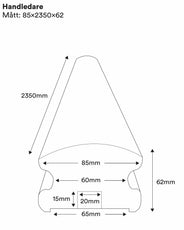 Handrail for staircase - 60 x 85 x 2350 mm (2.4 x 3.3 x 92.5 in.) - Classic style thumbnail image