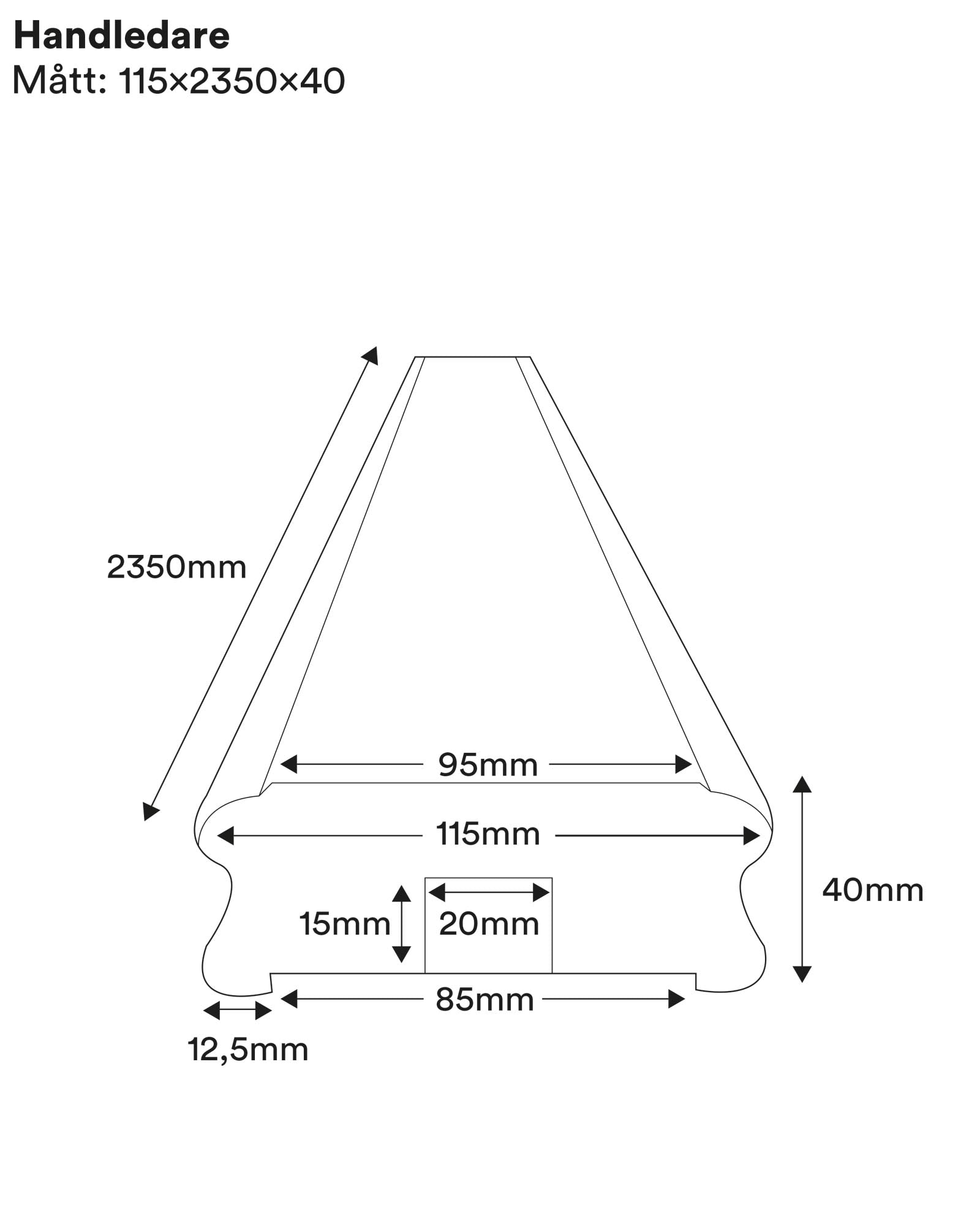 Handledare till trappräcke - Furu 115 x 40 x 2350 mm image
