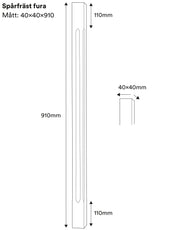 Stolpe med spor - Gelænderstolpe, 910 x 40 mm thumbnail image