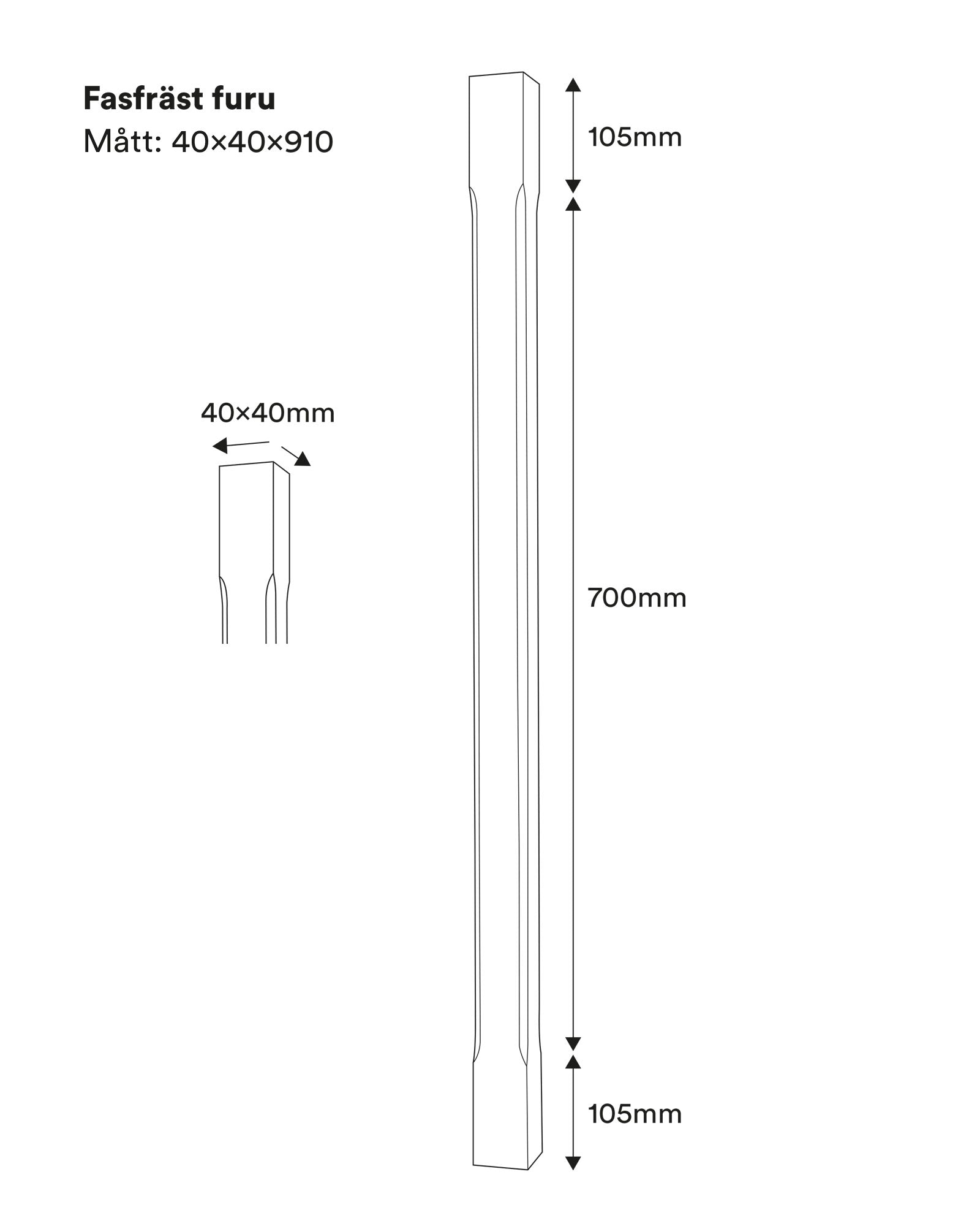 Stair baluster - Beveled edge 910 x 40 mm pinewood image